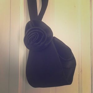 Black, satin evening bag